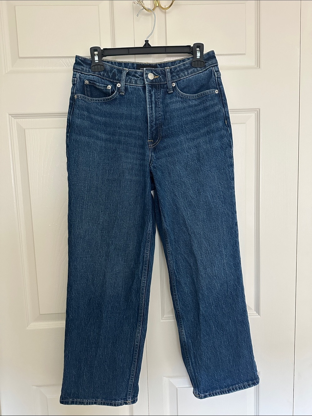 High-Rise Straight Leg Jeans in Deep Blue